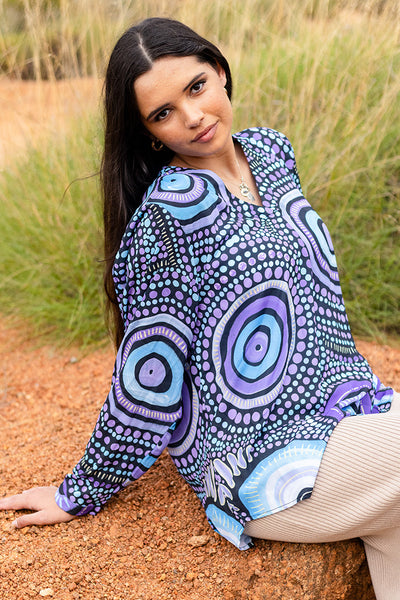 Our Future, Together NAIDOC 2024 V Neck Women's Long Sleeve Blouse