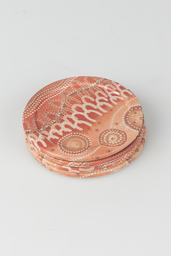 Yawalanha (Watch One Another) Round Bamboo Coaster (4 Pack)