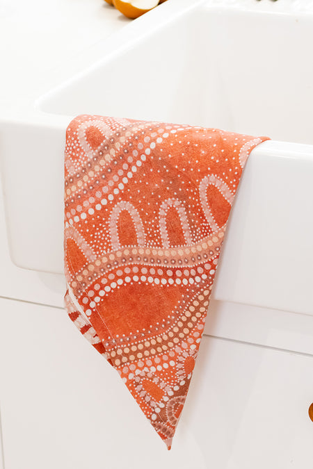 Yawalanha (Watch One Another) Linen Tea Towel