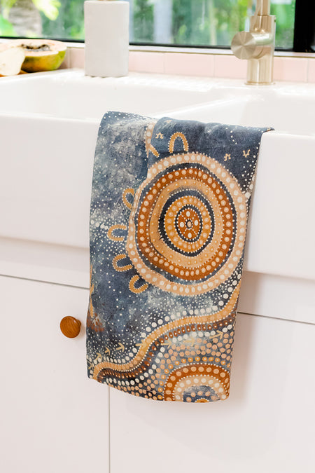 Yilawura (Night) Linen Blend Tea Towel