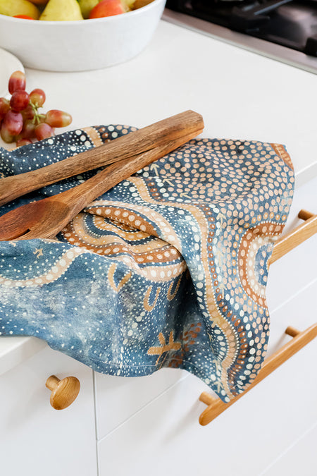 Yilawura (Night) Linen Blend Tea Towel (2 Pack)