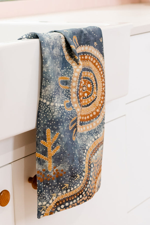 Yilawura (Night) Linen Blend Tea Towel (2 Pack)