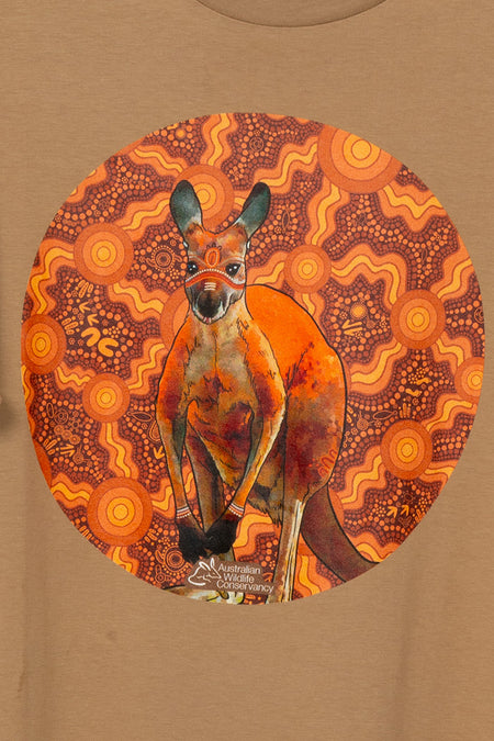 Kangaroo (Barra) 'Australian Wildlife Conservancy' Sand Cotton Crew Neck Women's T-Shirt