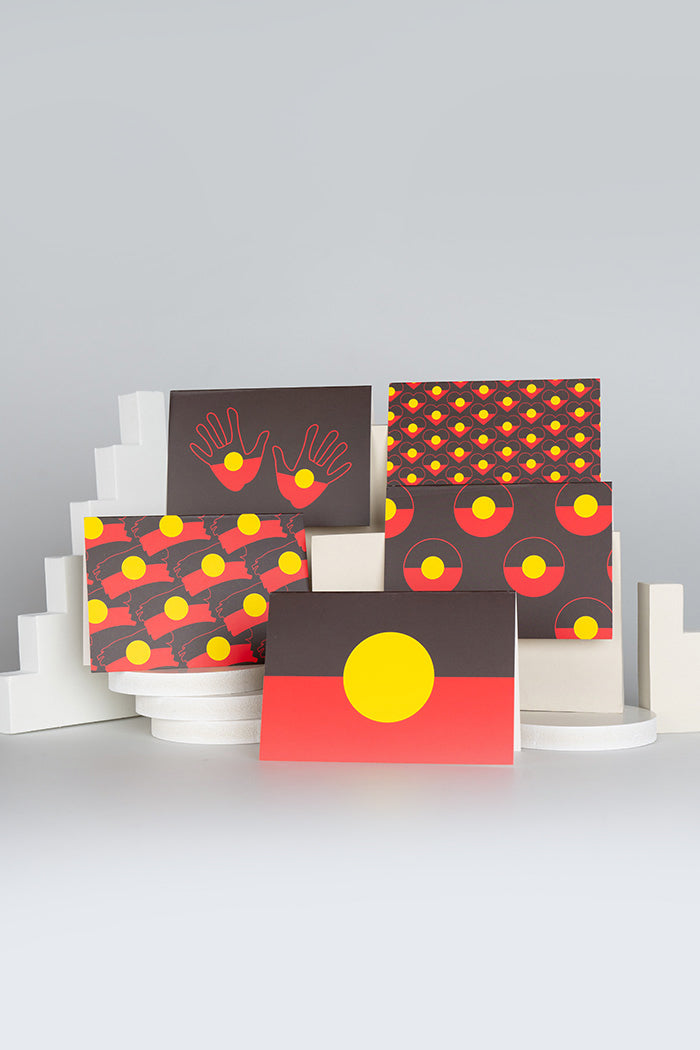 "Raise The Flag" Aboriginal Flag Greeting Cards (5 Pack)
