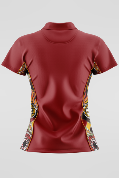 Generational Flames NAIDOC 2024 Ochre Red Bamboo (Simpson) Women's Fitted Polo Shirt