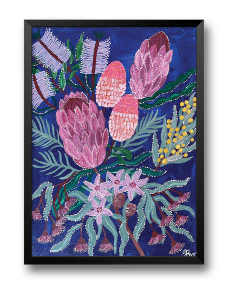 Garden Scene Linen Blend Tea Towel