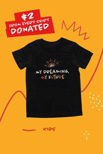 "My Dreaming, My Future" Collective Black Cotton Crew Neck Kids T-Shirt
