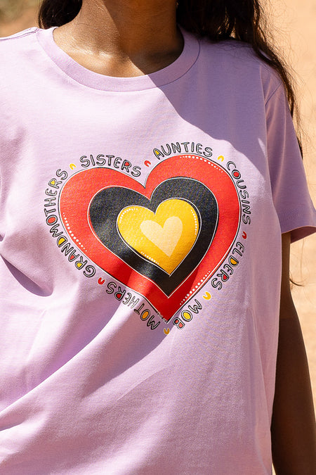 Sisterhood Heart Lavender Cotton Crew Neck Women's T-Shirt