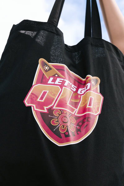 Maroon Warrior Shield Black Long Handle Cotton Tote Bag