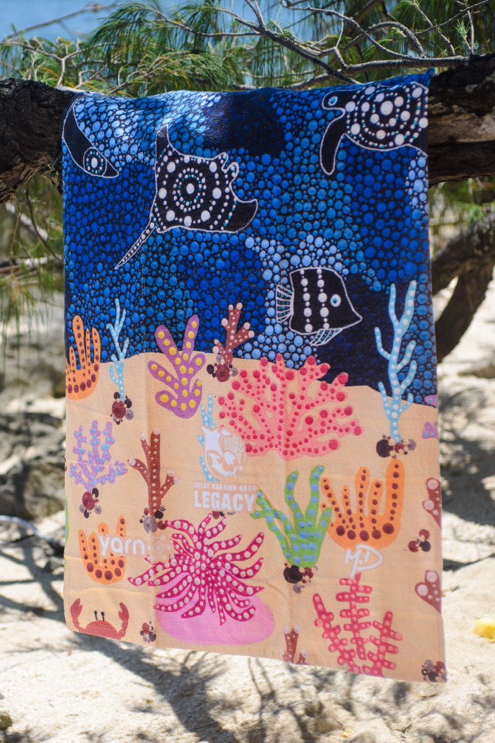 "Protect Our Coral To Save Our Reef" Beach Towel