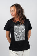 Ngal-Gawu' Grandmother (Mother's Mum) (Monochrome Print) Black Cotton Crew Neck Women's T-Shirt