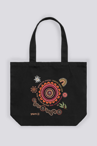 Igniting Our Journey NAIDOC 2024 Black Cotton Canvas Tote Bag