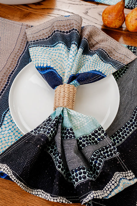 Garra-Goon (Ocean) (No. 2) Linen Blend Napkin (4 Pack)