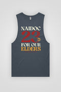 NAIDOC 23 (Red & Yellow) Petrol Blue Cotton Men's Muscle Tank Top