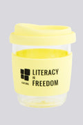 Aboriginal Art Kitchen Warehouse-"Literacy is Freedom" Yummy Yellow Keep Cup-Yarn Marketplace