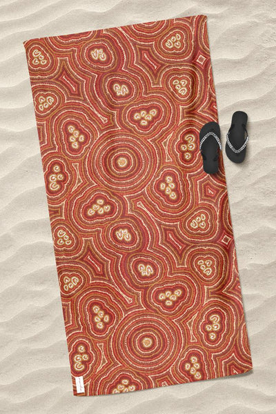 Aboriginal Art Bath Sand Free-Lappi Lappi Beach Towel-Yarn Marketplace