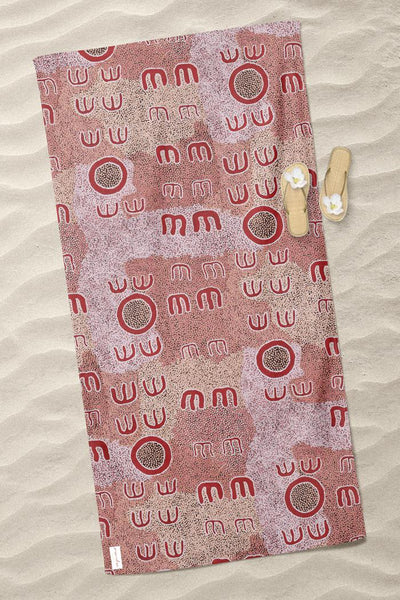 Aboriginal Art Bath Sand Free-Mawurji Dreaming Beach Towel-Yarn Marketplace