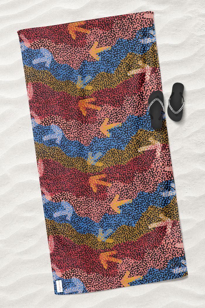 Aboriginal Art Bath Sand Free-Ngarlikurlangu Beach Towel-Yarn Marketplace