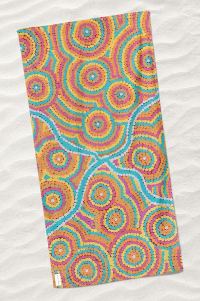 Aboriginal Art Bath Sand Free-Nguru Yurntuma-wana Beach Towel-Yarn Marketplace