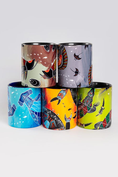 Aboriginal Art Kitchen Warehouse-Robert Levi Ceramic Coffee Mug TRAKA Collection (5 Pack)-Yarn Marketplace