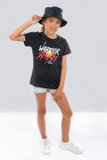 Aboriginal Art Clothing-Warrior Spirit Black Cotton Crew Neck Kids T-Shirt-Yarn Marketplace