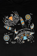Aboriginal Art Clothing-Mudcrab Black Cotton Crew Neck Unisex T-Shirt-Yarn Marketplace