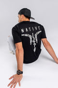 Aboriginal Art Clothing-Native Black Metallic Silver Cotton Crew Neck Men's T-Shirt-Yarn Marketplace