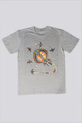 Aboriginal Art Clothing-Stingray Fever Grey Marle Cotton Crew Neck Unisex T-Shirt-Yarn Marketplace