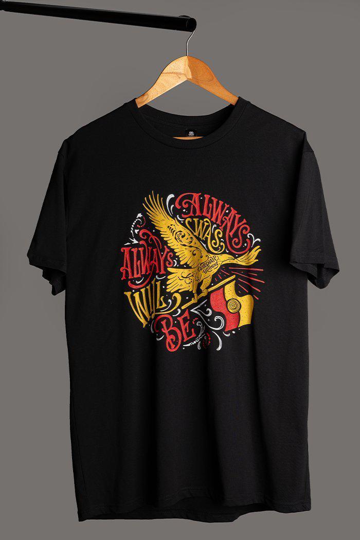 Aboriginal Art Clothing-Vintage Wedgetail Classic Black Cotton Crew Neck Unisex T-Shirt-Yarn Marketplace