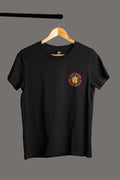 Aboriginal Art Clothing-Vintage College Classic Black Cotton Crew Neck Women's T-Shirt-Yarn Marketplace
