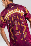 Aboriginal Art Clothing-QLD Tribute Unisex Sports Polo Shirt-Yarn Marketplace