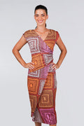 Aboriginal Art Clothing-Karnta Jukurrpa V Neck Women's Midi Dress-Yarn Marketplace