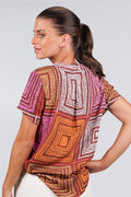 Aboriginal Art Clothing-Karnta Jukurrpa V Neck Women's Short Sleeve Blouse-Yarn Marketplace