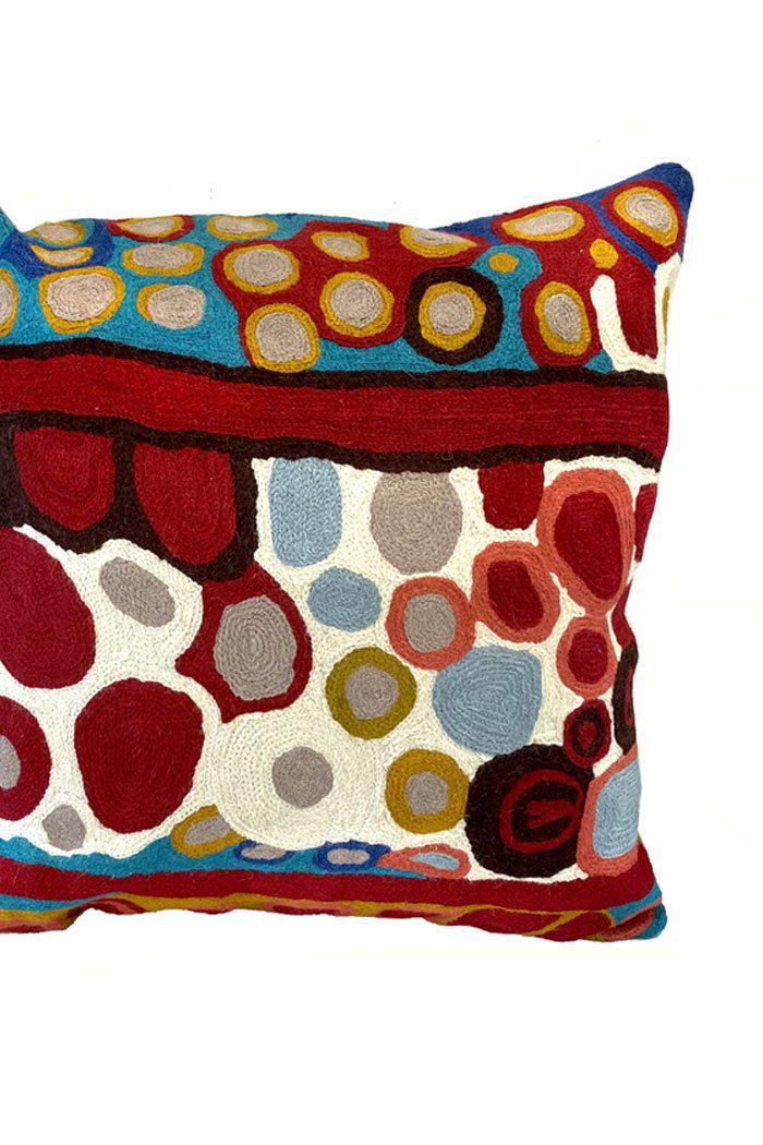 Aboriginal Art Home Decor-Brown Wool Cushion Cover (Cream) 40x40 cm-Yarn Marketplace
