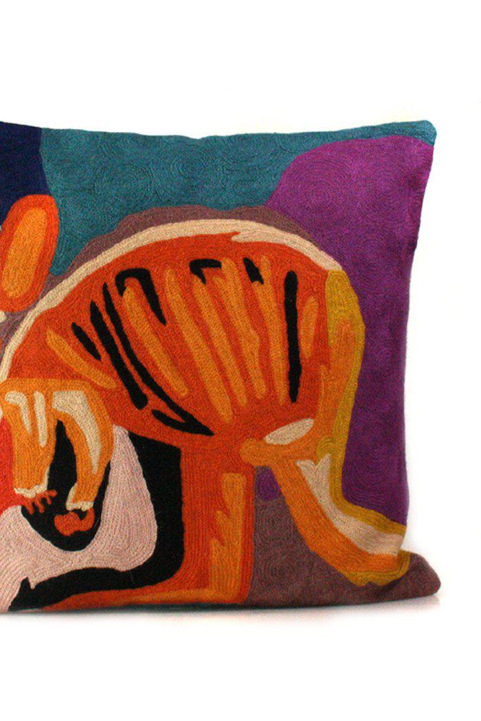 Aboriginal Art Home Decor-Barnes Wool Cushion Cover (Kangaroo) 40x40 cm-Yarn Marketplace