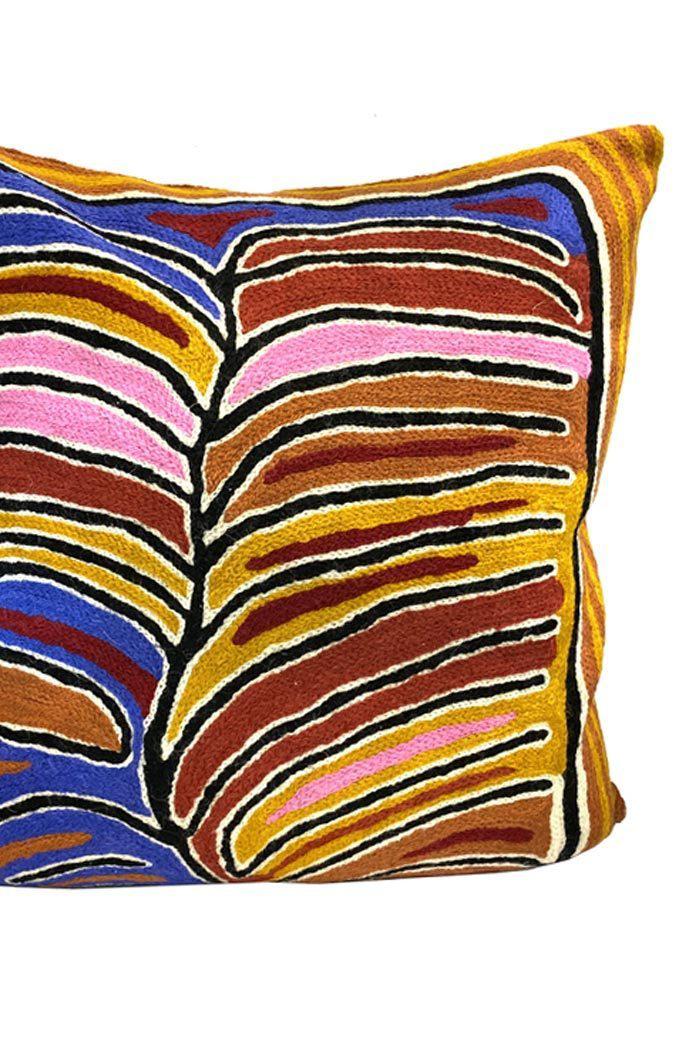 Aboriginal Art Home Decor-Lewis Wool Cushion Cover (Karlangu - Red/Yellow) 40x40 cm-Yarn Marketplace