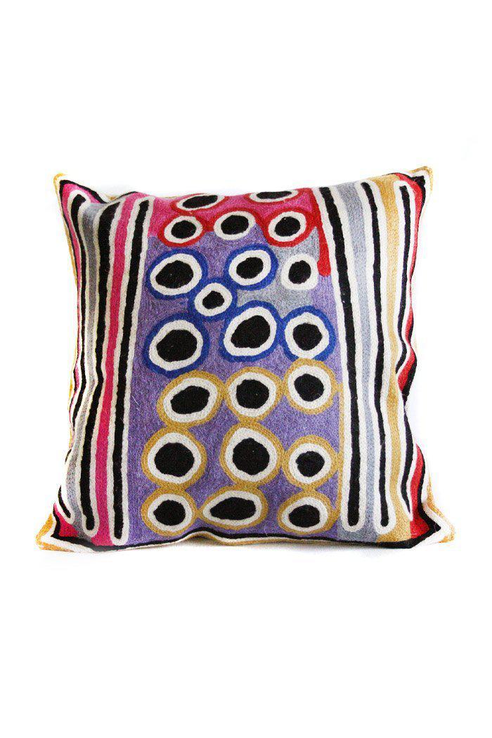 Aboriginal Art Home Decor-Lewis Wool Cushion Cover (Circles) 40x40 cm-Yarn Marketplace