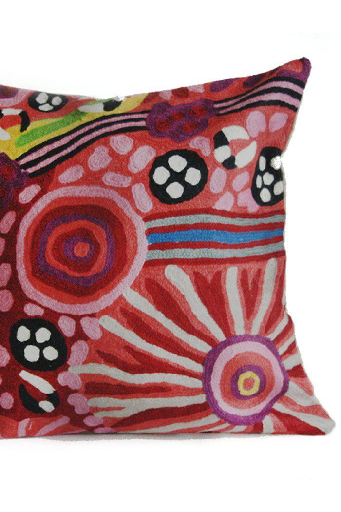 Aboriginal Art Home Decor-Marks Wool Cushion Cover (Pink) 40x40 cm-Yarn Marketplace