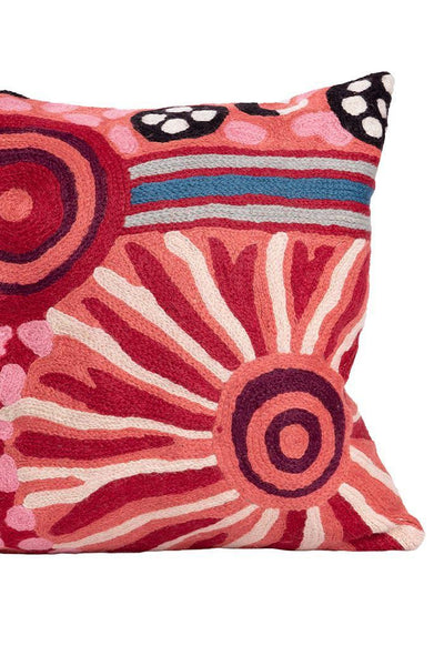 Aboriginal Art Home Decor-Marks Wool Cushion Cover (Pink) 30x30 cm-Yarn Marketplace