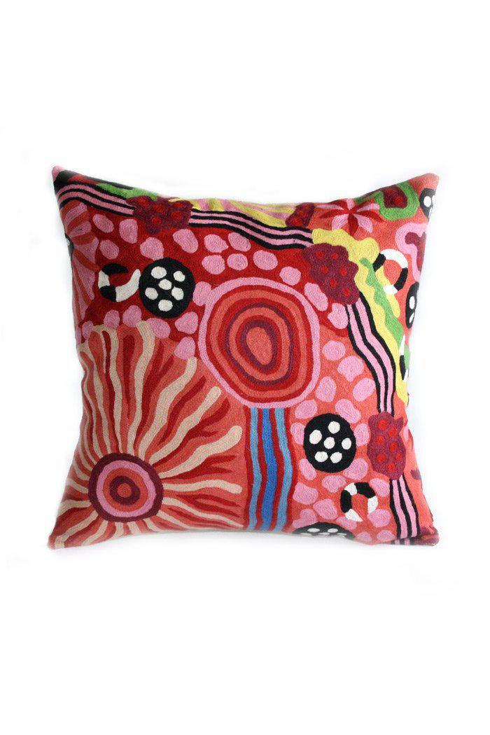 Aboriginal Art Home Decor-Marks Wool Cushion Cover (Pink) 51x51 cm-Yarn Marketplace