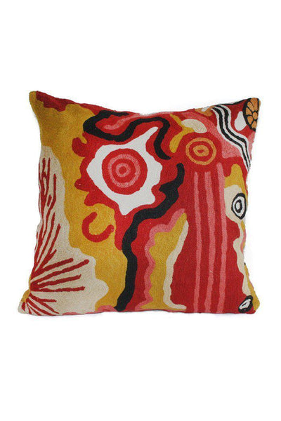 Aboriginal Art Home Decor-Marks Wool Cushion Cover (Red) 51x51 cm-Yarn Marketplace