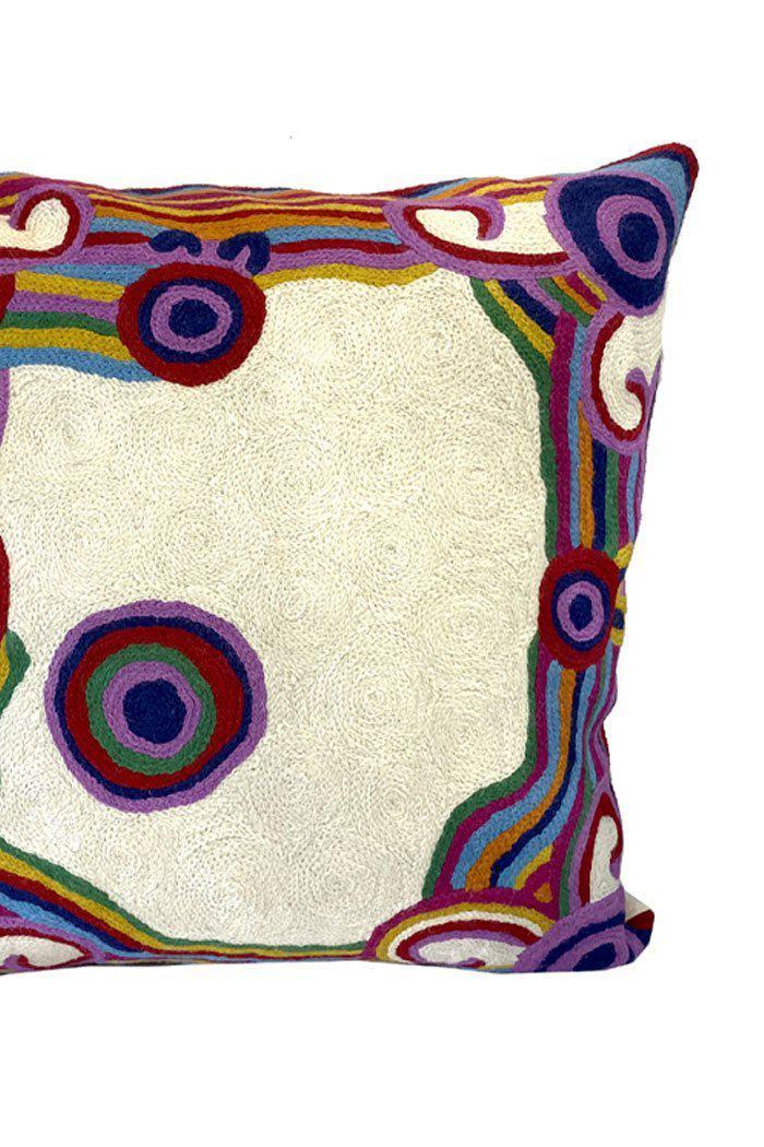 Aboriginal Art Home Decor-Patterson Wool Cushion Cover (Cream) 40x40 cm-Yarn Marketplace