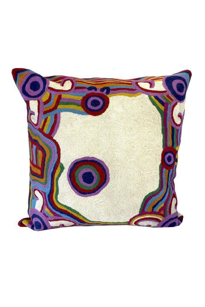 Aboriginal Art Home Decor-Patterson Wool Cushion Cover (Cream) 40x40 cm-Yarn Marketplace