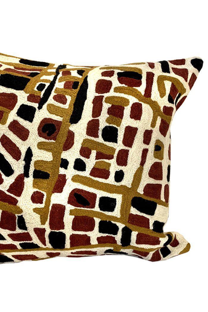 Aboriginal Art Home Decor-Tipuamuntumirri Wool Cushion Cover (Rainbow Serpent) 40x40 cm-Yarn Marketplace