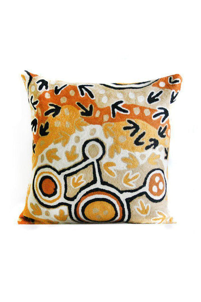 Aboriginal Art Home Decor-Singleton Wool Cushion Cover 40x40 cm-Yarn Marketplace