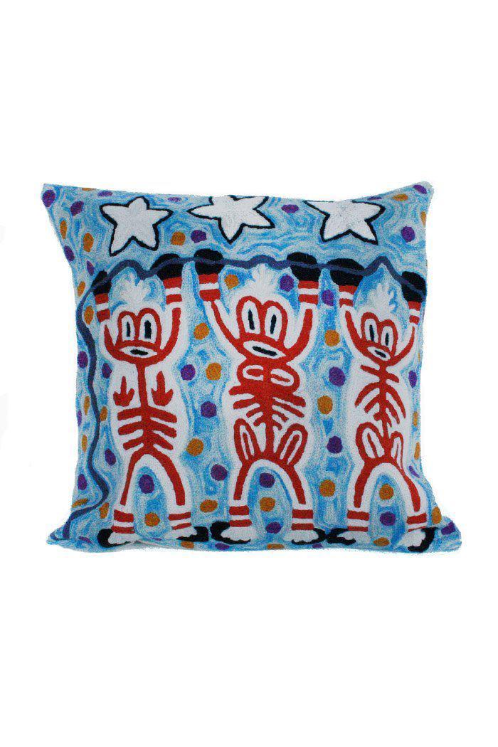 Aboriginal Art Home Decor-Varcoe Wool Cushion Cover (Blue/Red) 40x40 cm-Yarn Marketplace
