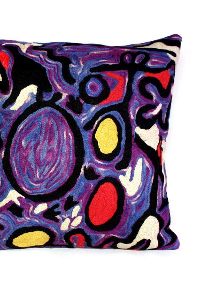 Aboriginal Art Home Decor-Varcoe Wool Cushion Cover (Purple) 40x40 cm-Yarn Marketplace