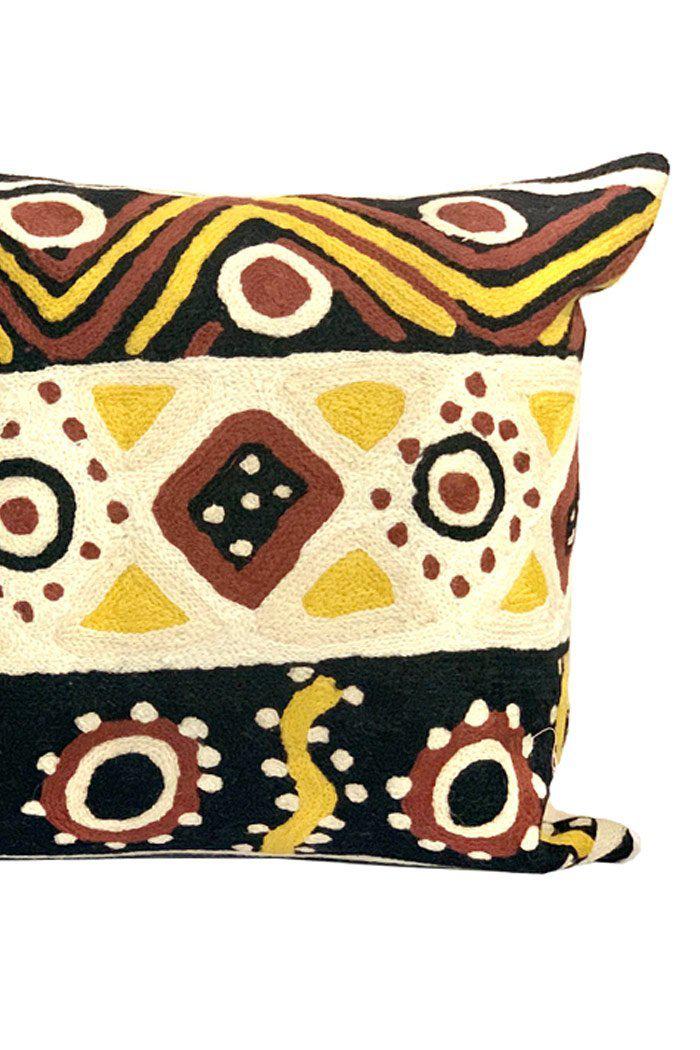 Aboriginal Art Home Decor-Wanji Wool Cushion Cover 40x40 cm-Yarn Marketplace
