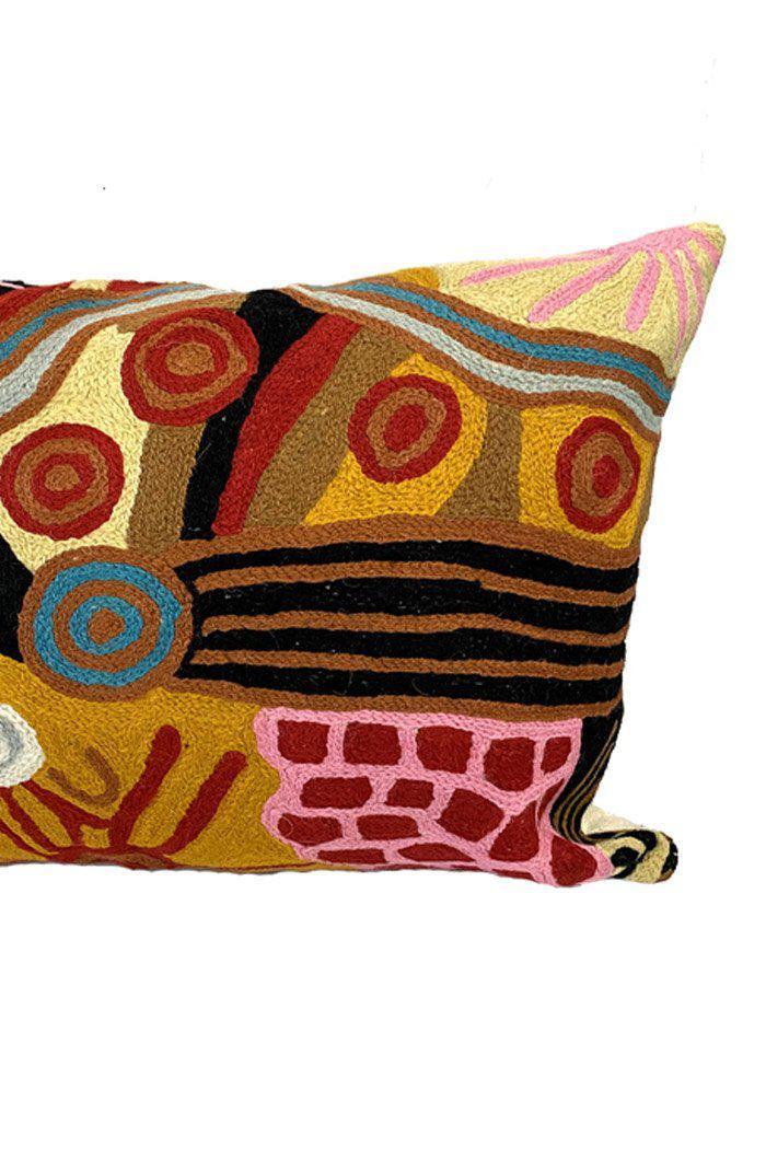 Aboriginal Art Home Decor-Marks Wool Cushion Cover (Yellow) 30x40 cm-Yarn Marketplace
