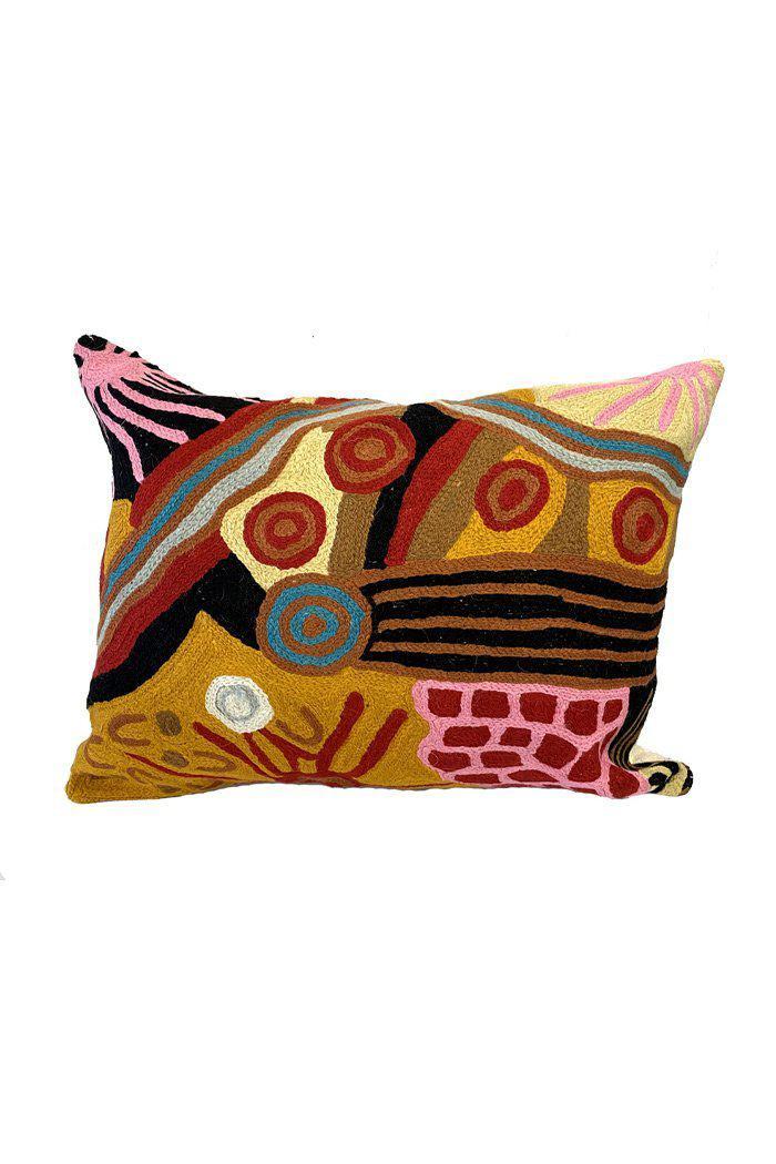 Aboriginal Art Home Decor-Marks Wool Cushion Cover (Yellow) 30x40 cm-Yarn Marketplace
